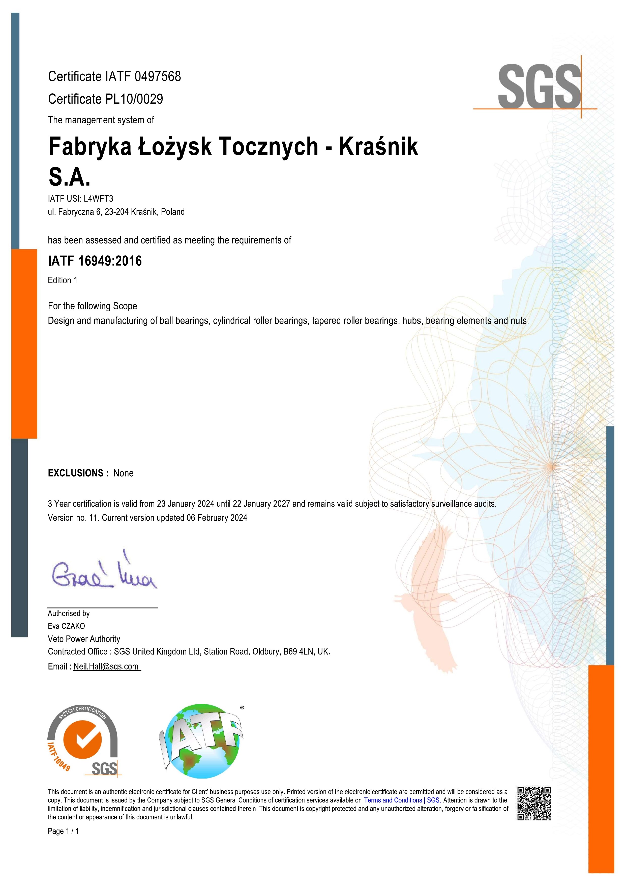 FLT Krasnik Certificate IATF 2024 001